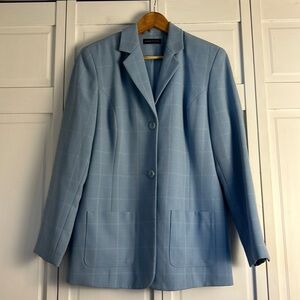 Karen Scott Woman’s Blue w/ White Plaid Pin Stripe Pattern EUC Size: 12